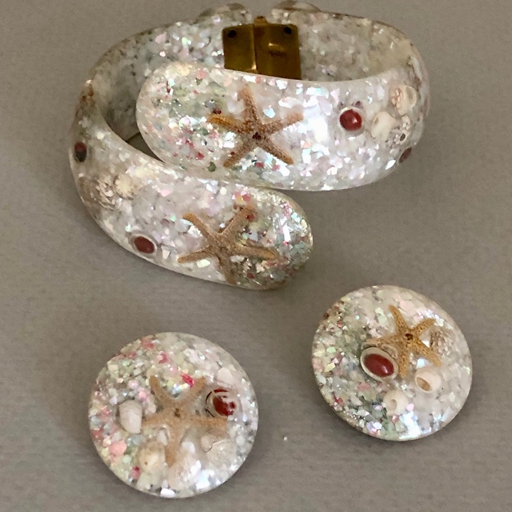 Glitter confetti starfish Lucite bypass clamper set
